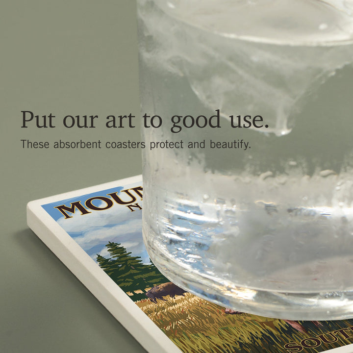 Mount Rushmore National Memorial, South Dakota, Bison Scene, Coasters Coasters Lantern Press