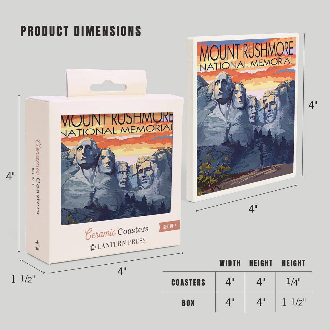 Mount Rushmore National Memorial, South Dakota, Painterly Series, Sunset View, Coasters Coasters Lantern Press