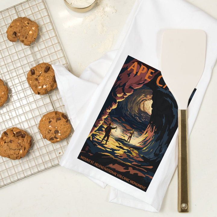 Mount St. Helens, Washington, Ape Cave, Sunset View, Organic Cotton Kitchen Tea Towels Kitchen Lantern Press