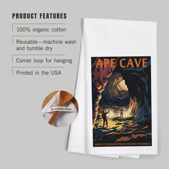 Mount St. Helens, Washington, Ape Cave, Sunset View, Organic Cotton Kitchen Tea Towels Kitchen Lantern Press
