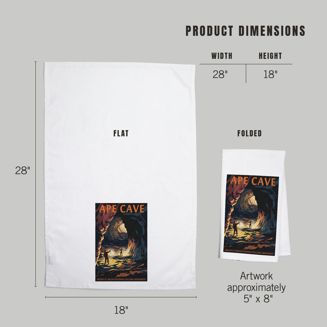 Mount St. Helens, Washington, Ape Cave, Sunset View, Organic Cotton Kitchen Tea Towels Kitchen Lantern Press
