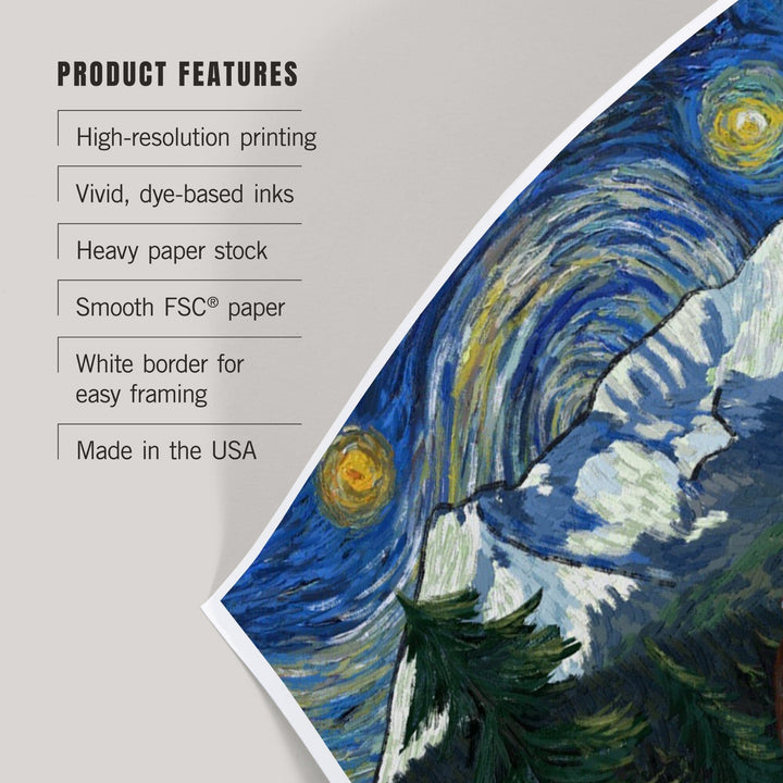 Mount St Helens, Washington, Bigfoot, Starry Night, Art & Giclee Prints Art Lantern Press
