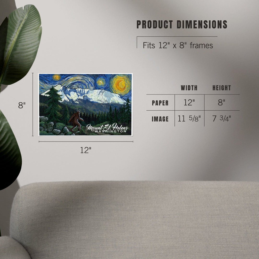 Mount St Helens, Washington, Bigfoot, Starry Night, Art & Giclee Prints Art Lantern Press