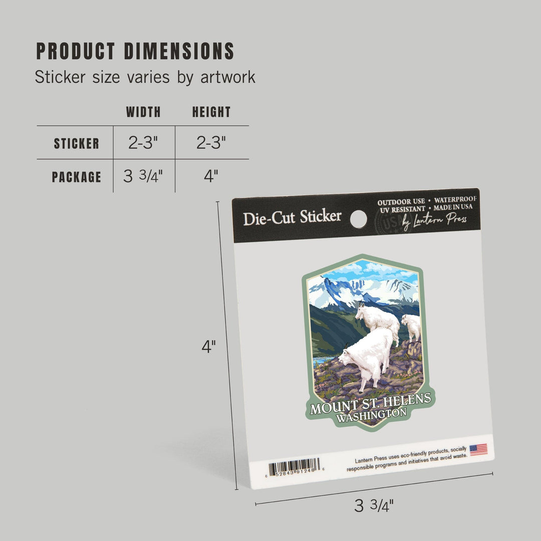 Mount St. Helens, Washington, Goat Family, Contour, Vinyl Sticker Sticker Lantern Press