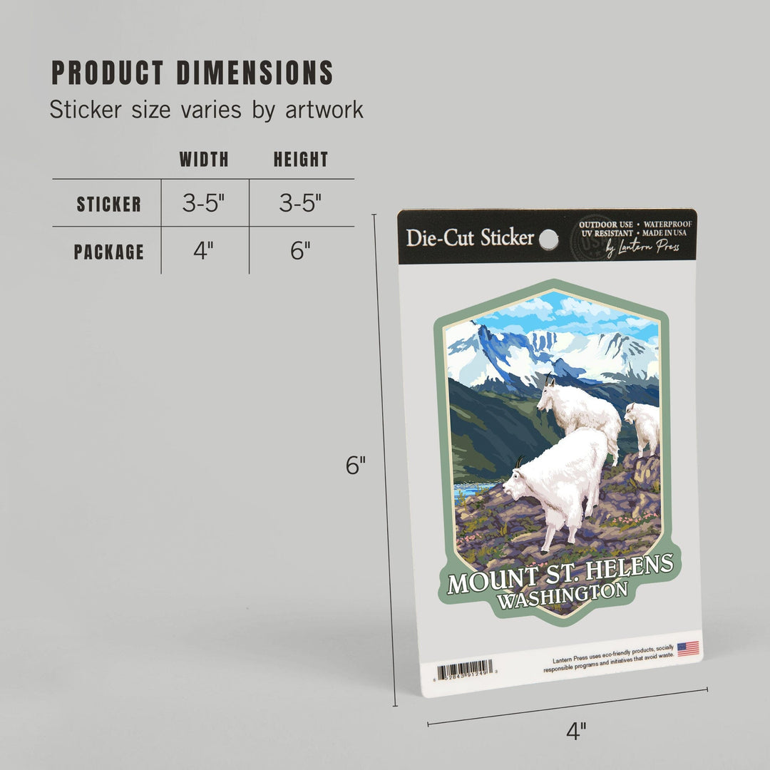 Mount St. Helens, Washington, Goat Family, Contour, Vinyl Sticker Sticker Lantern Press