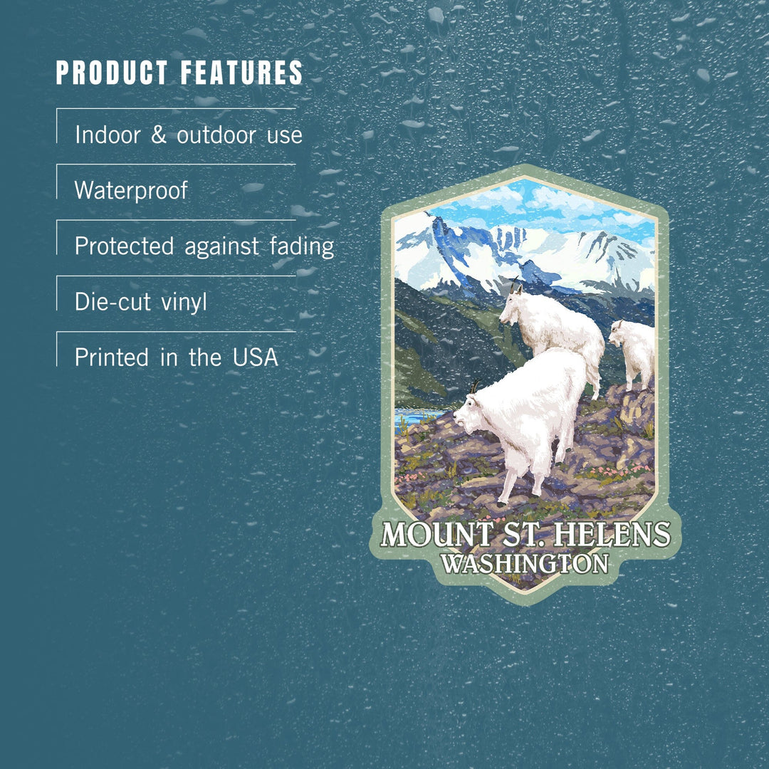 Mount St. Helens, Washington, Goat Family, Contour, Vinyl Sticker Sticker Lantern Press