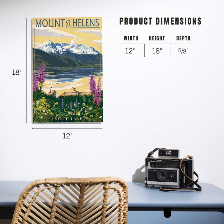 Mount St. Helens, Washington, Spirit Lake, Lantern Press Artwork, Wood Signs and Postcards Wood Lantern Press