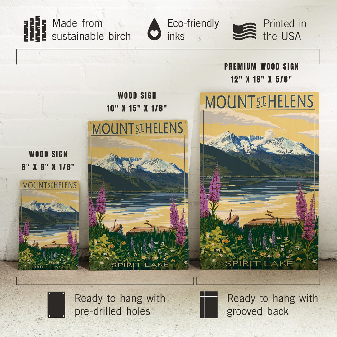 Mount St. Helens, Washington, Spirit Lake, Lantern Press Artwork, Wood Signs and Postcards Wood Lantern Press