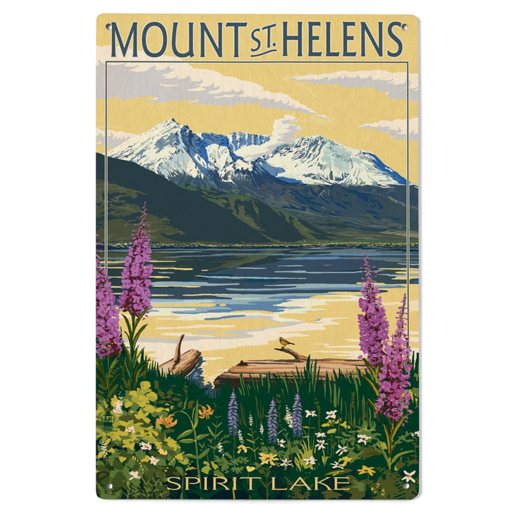 Mount St. Helens, Washington, Spirit Lake, Lantern Press Artwork, Wood Signs and Postcards Wood Lantern Press