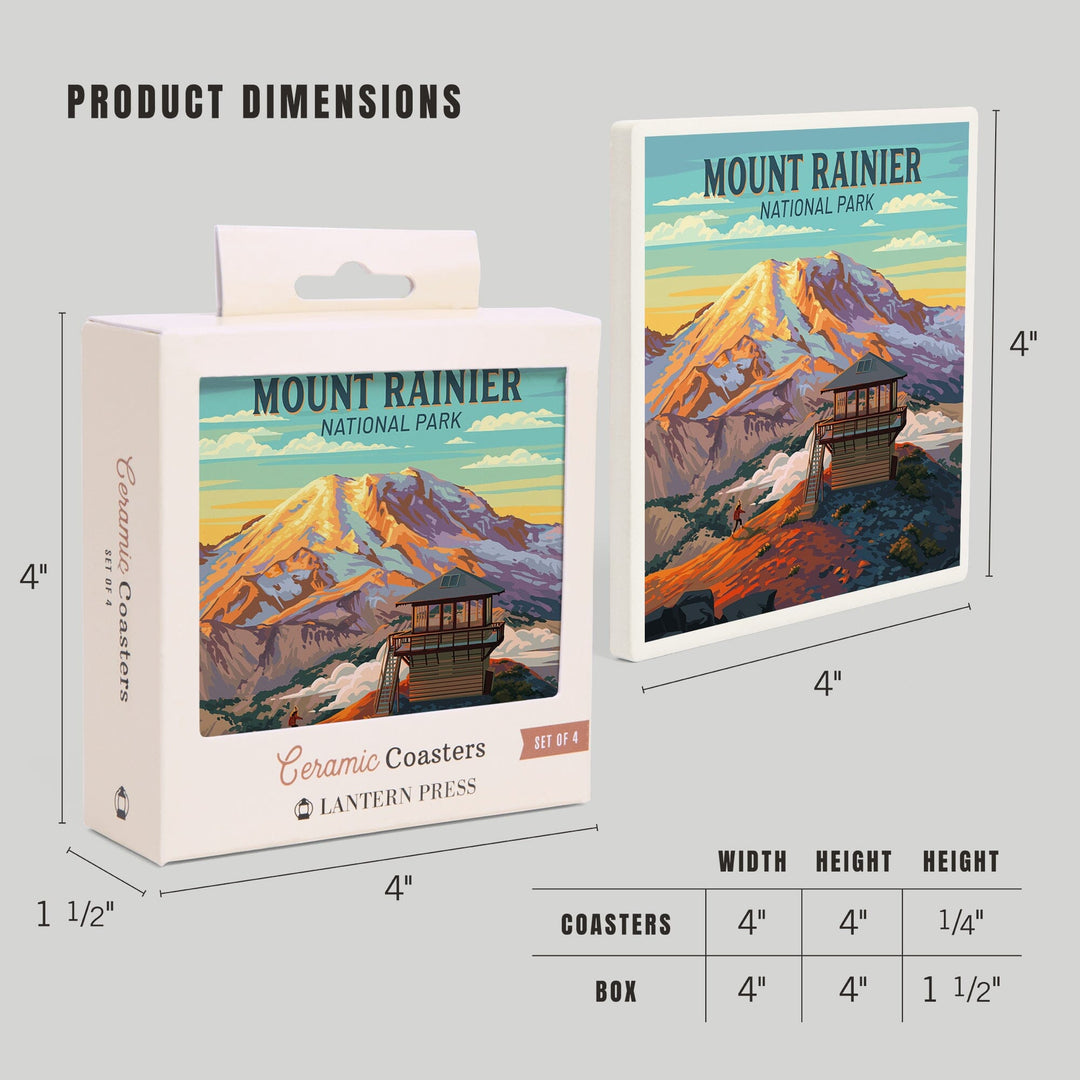 Mt Rainier National Park, Washington, Painterly, Mount Fremont Lookout, Coasters Coasters Lantern Press