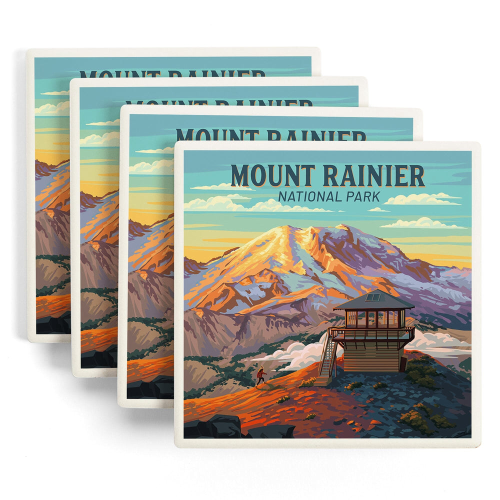 Mt Rainier National Park, Washington, Painterly, Mount Fremont Lookout, Coasters Coasters Lantern Press