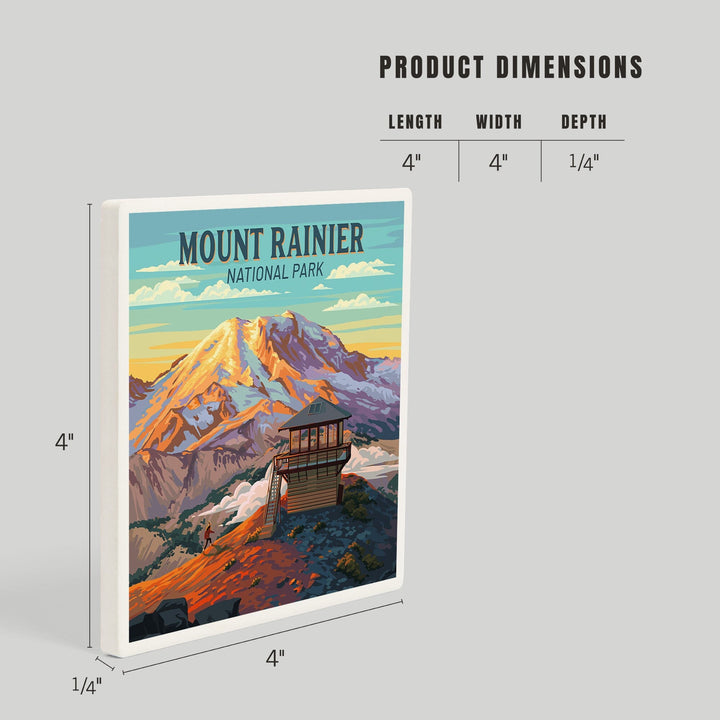Mt Rainier National Park, Washington, Painterly, Mount Fremont Lookout, Coasters Coasters Lantern Press