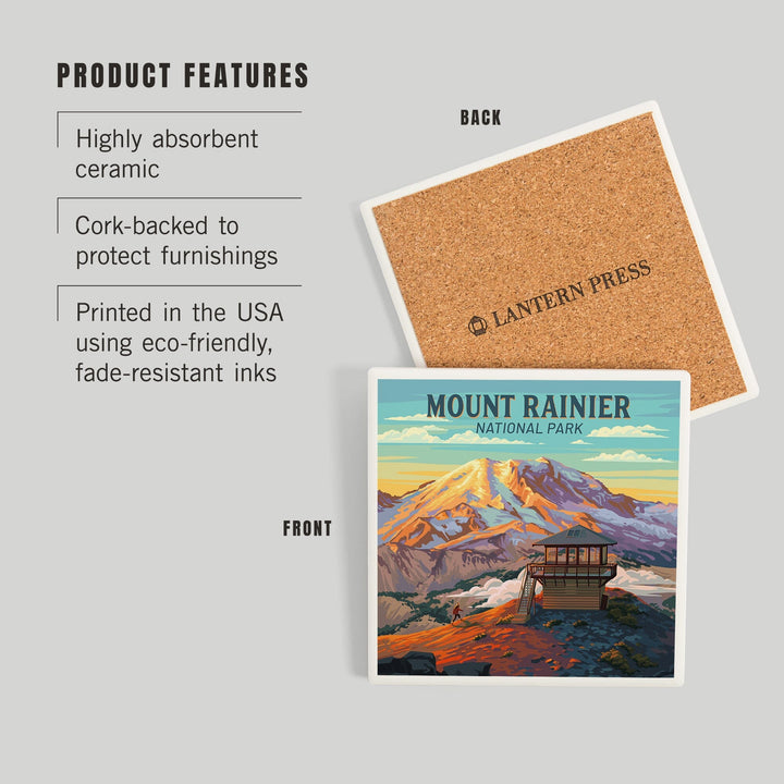 Mt Rainier National Park, Washington, Painterly, Mount Fremont Lookout, Coasters Coasters Lantern Press