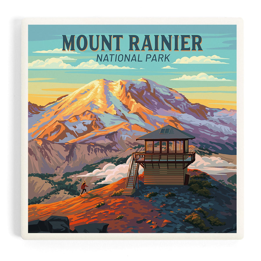 Mt Rainier National Park, Washington, Painterly, Mount Fremont Lookout, Coasters Coasters Lantern Press