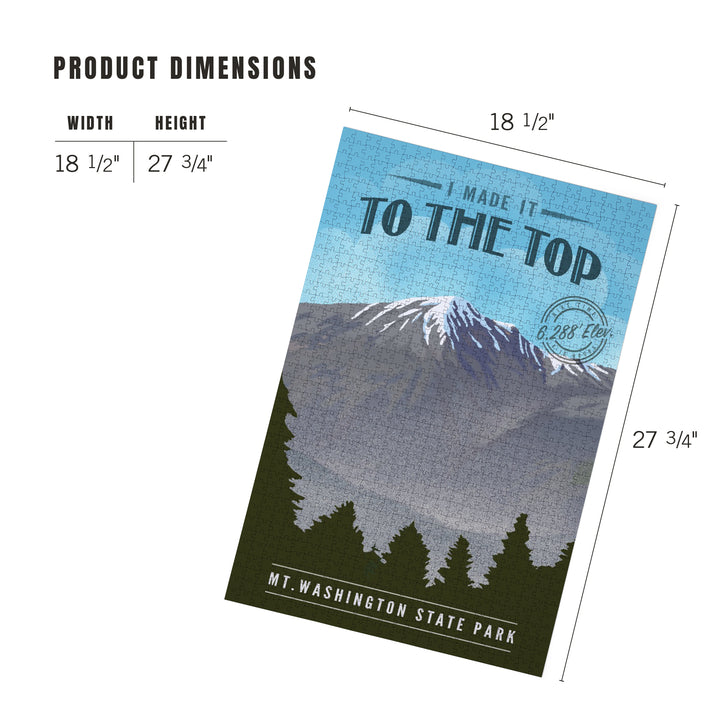 Mt. Washington State Park, New Hampshire, I Made it to the Top, Lithograph, Jigsaw Puzzle Puzzle Lantern Press