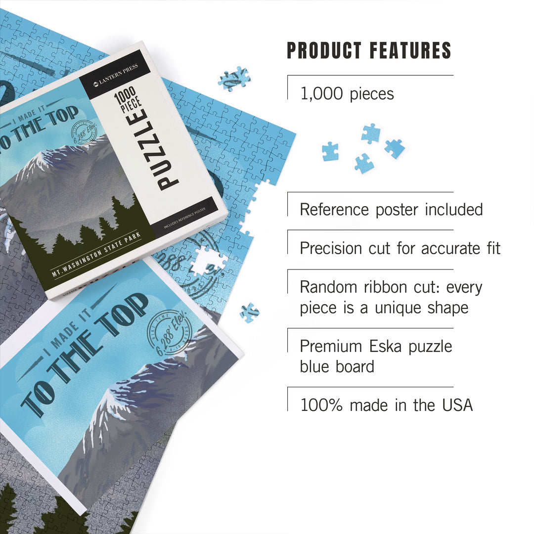 Mt. Washington State Park, New Hampshire, I Made it to the Top, Lithograph, Jigsaw Puzzle Puzzle Lantern Press