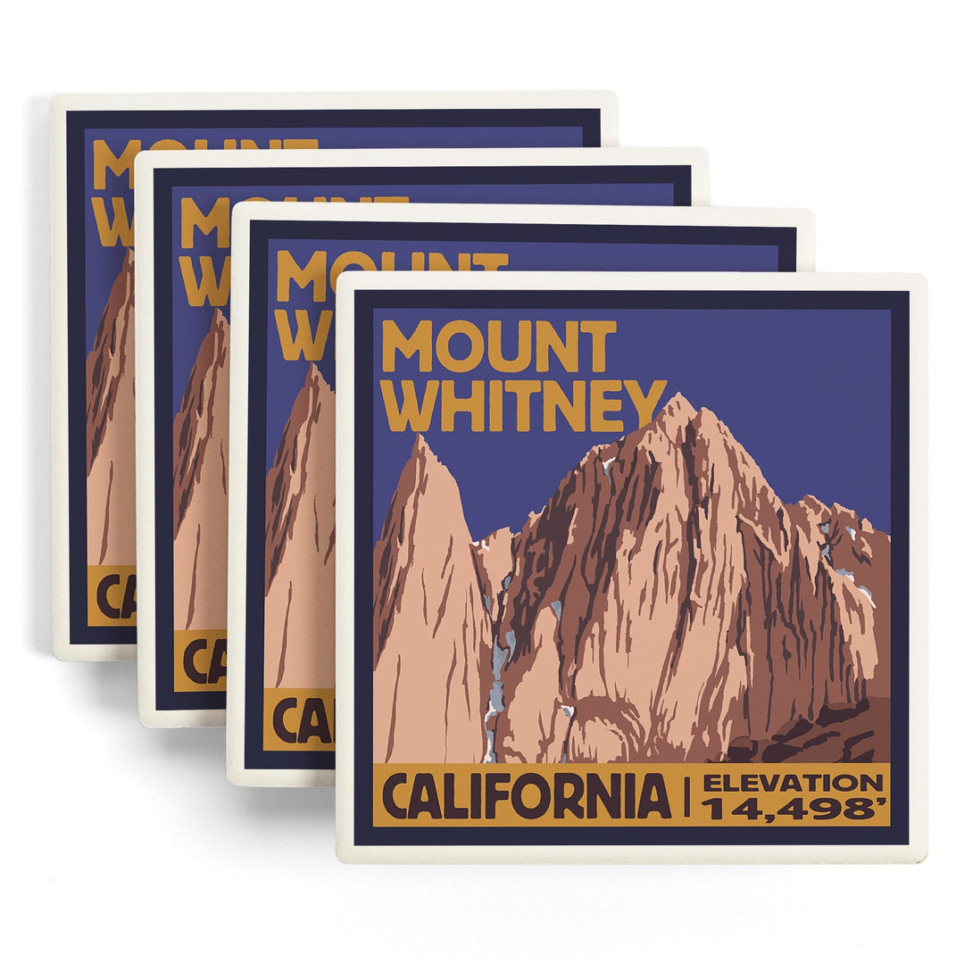 Mt Whitney, California, Peak, Coasters Coasters Lantern Press