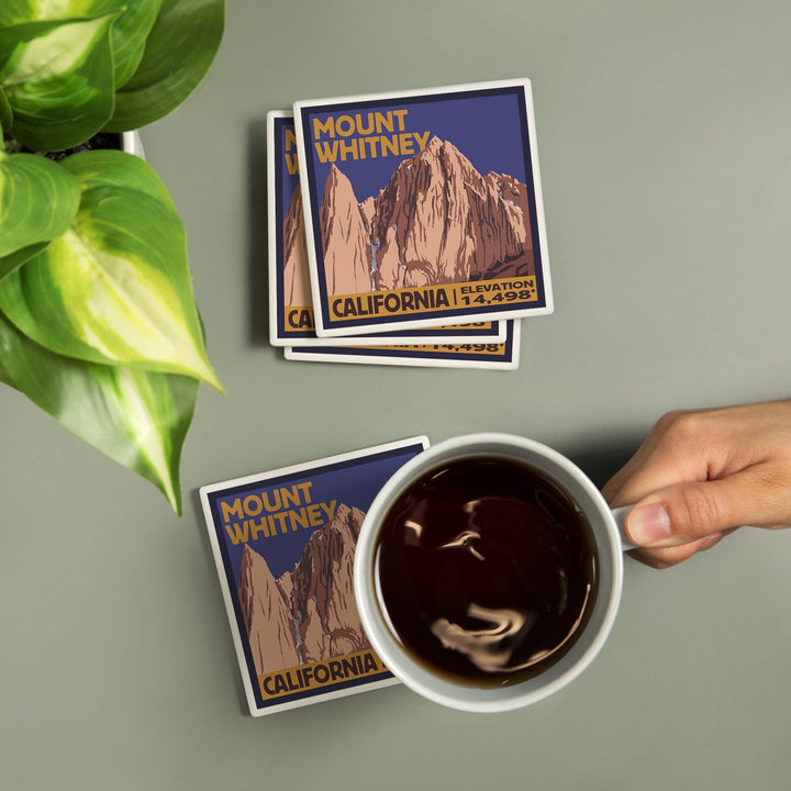 Mt Whitney, California, Peak, Coasters Coasters Lantern Press