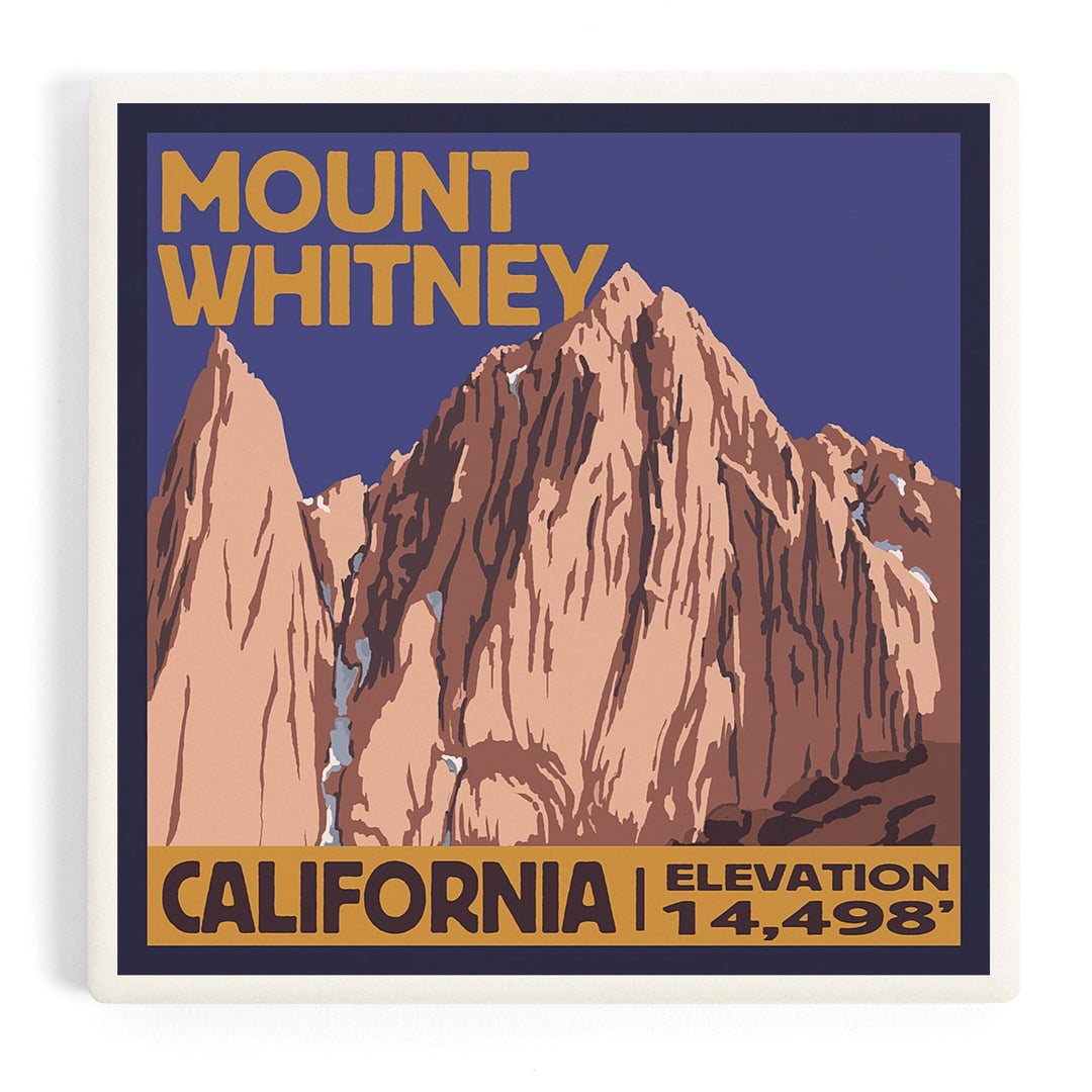 Mt Whitney, California, Peak, Coasters Coasters Lantern Press Coaster