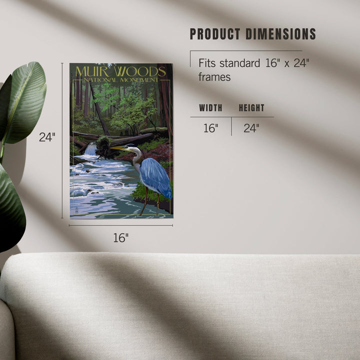 Muir Woods National Monument, California, Blue Heron, Art & Giclee Prints Art Lantern Press