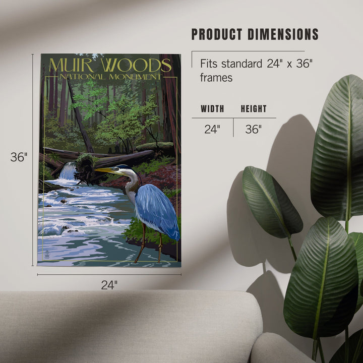 Muir Woods National Monument, California, Blue Heron, Art & Giclee Prints Art Lantern Press