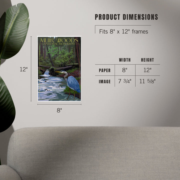 Muir Woods National Monument, California, Blue Heron, Art & Giclee Prints Art Lantern Press