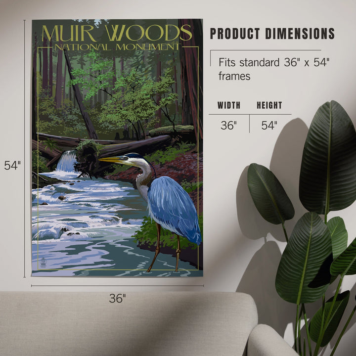 Muir Woods National Monument, California, Blue Heron, Art & Giclee Prints Art Lantern Press