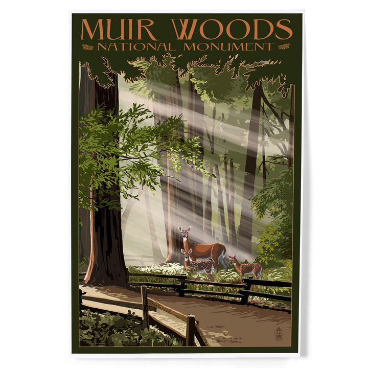 Muir Woods National Monument, California, Deer and Fawns, Art & Giclee Prints Art Lantern Press