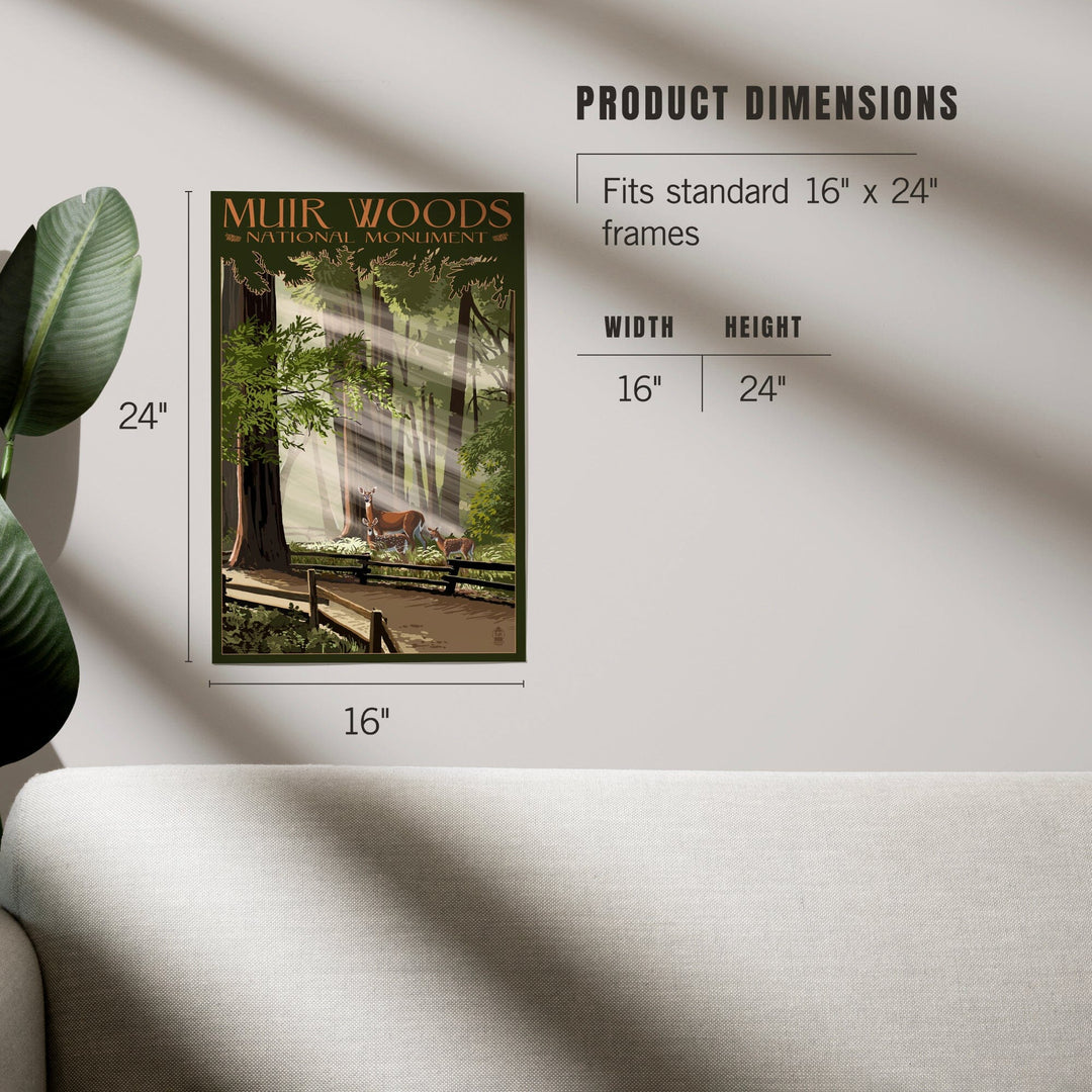 Muir Woods National Monument, California, Deer and Fawns, Art & Giclee Prints Art Lantern Press