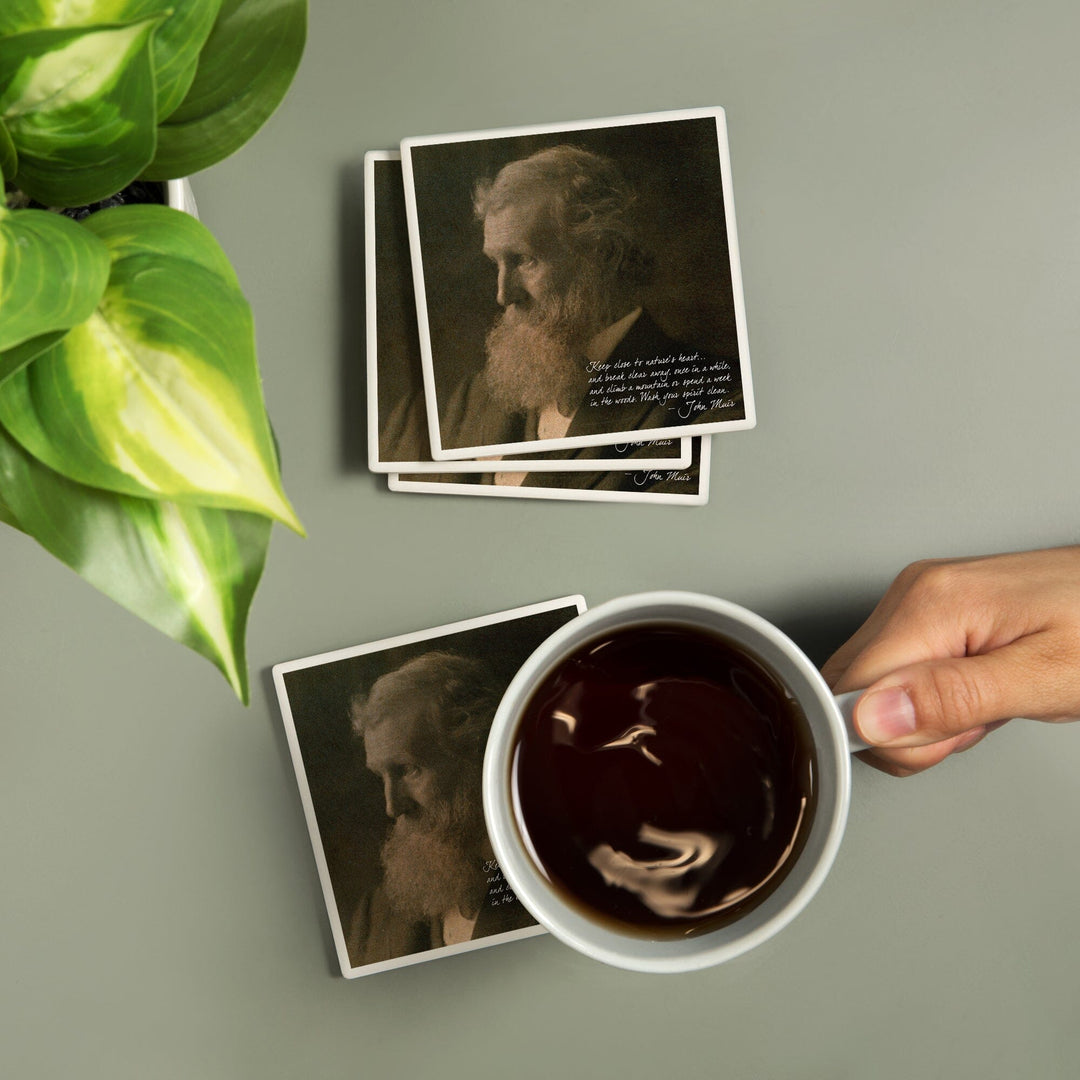 Muir Woods National Monument, California, John Muir Portrait, Coasters Coasters Lantern Press