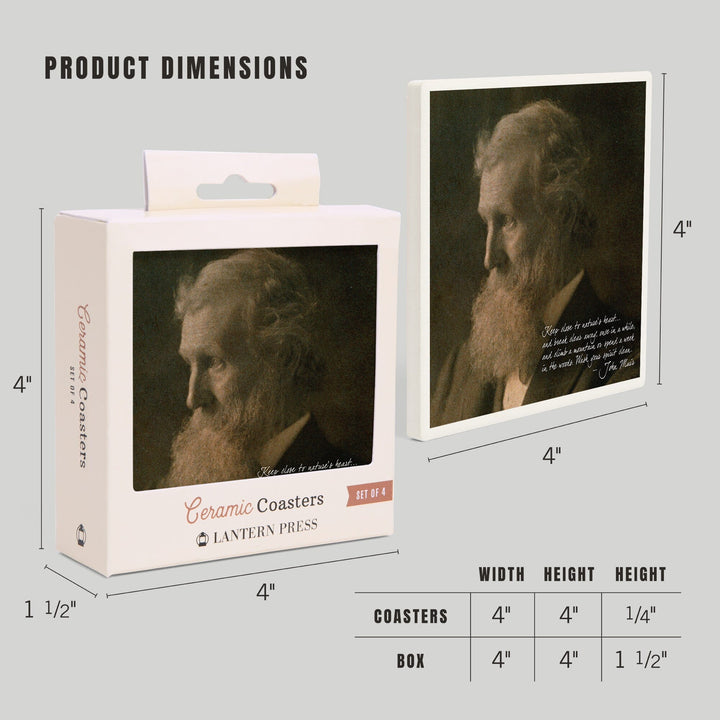 Muir Woods National Monument, California, John Muir Portrait, Coasters Coasters Lantern Press