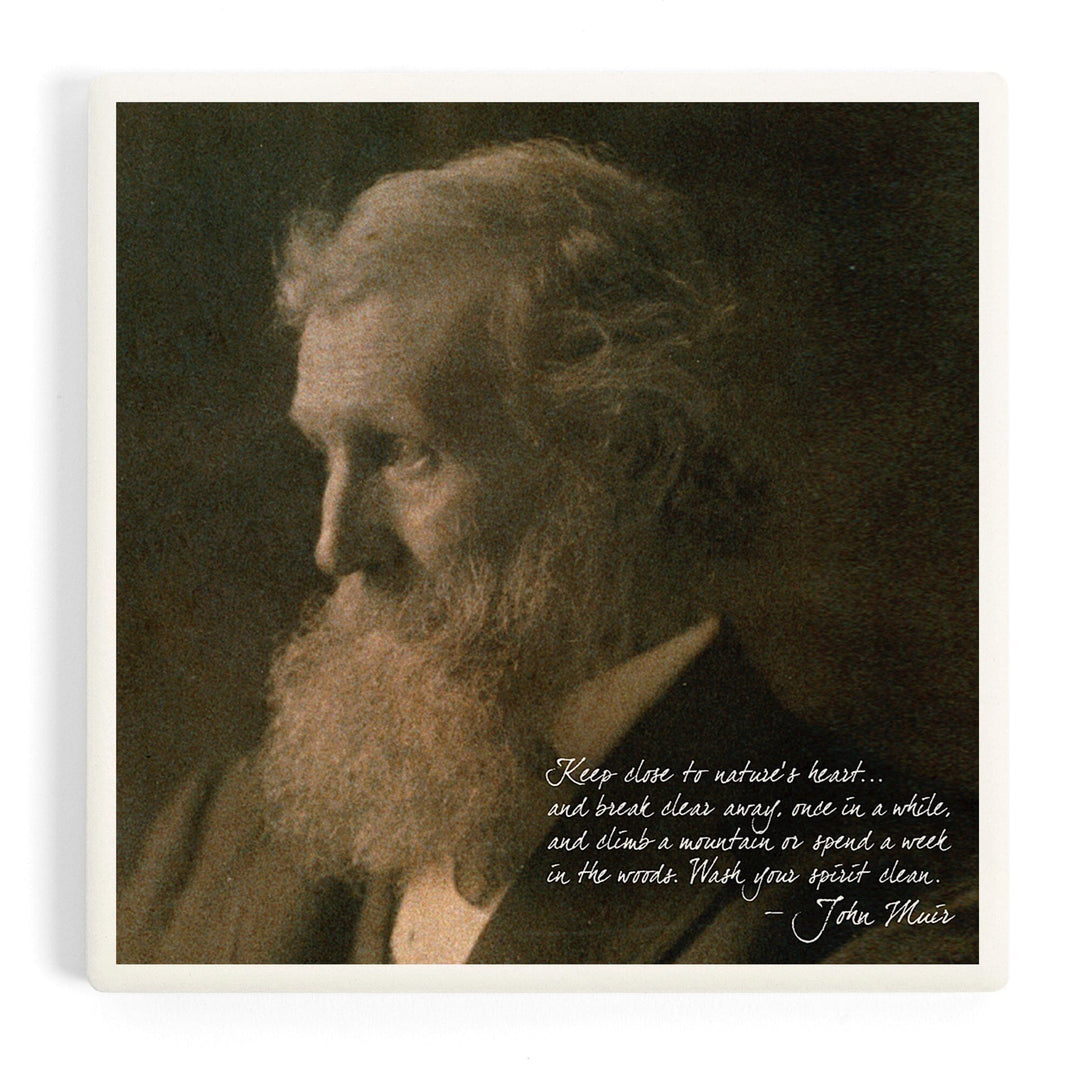 Muir Woods National Monument, California, John Muir Portrait, Coasters Coasters Lantern Press Coaster