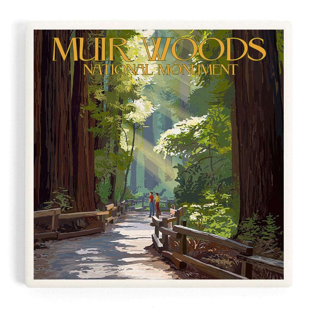 Muir Woods National Monument, California, Pathway, Coasters Coasters Lantern Press Coaster