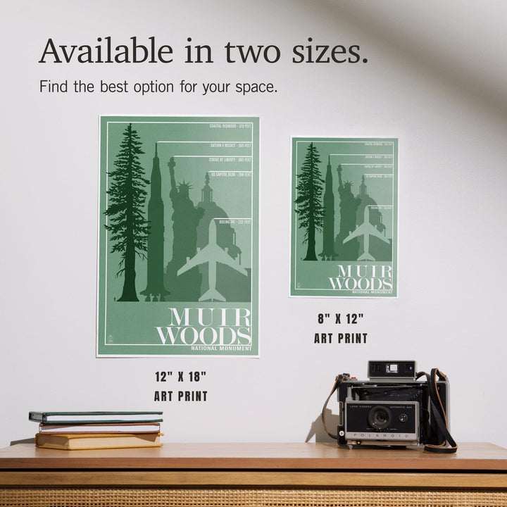 Muir Woods National Monument, California, Relative Sizes of the Redwood Tree, Art & Giclee Prints Art Lantern Press