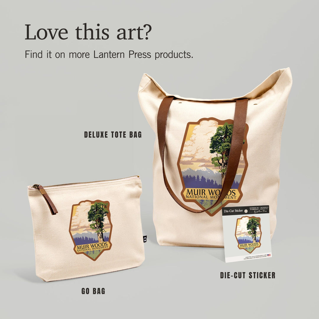 Muir Woods National Monument, California, Towering Redwood, Contour, Vinyl Sticker Sticker Lantern Press