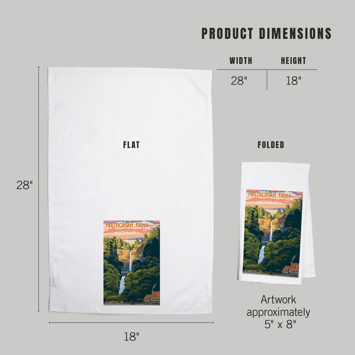 Multnomah Falls, Oregon, Fall Colors, Organic Cotton Kitchen Tea Towels Kitchen Lantern Press