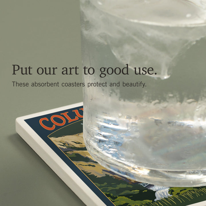 Multnomah Falls Signpost, Columbia Gorge, Oregon, Coasters Coasters Lantern Press