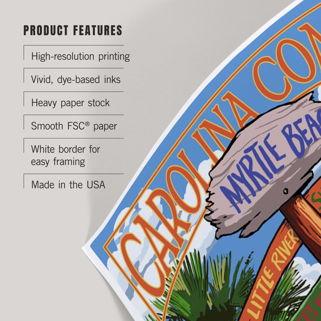 Myrtle Beach, South Carolina, Destinations Sign, Art & Giclee Prints Art Lantern Press