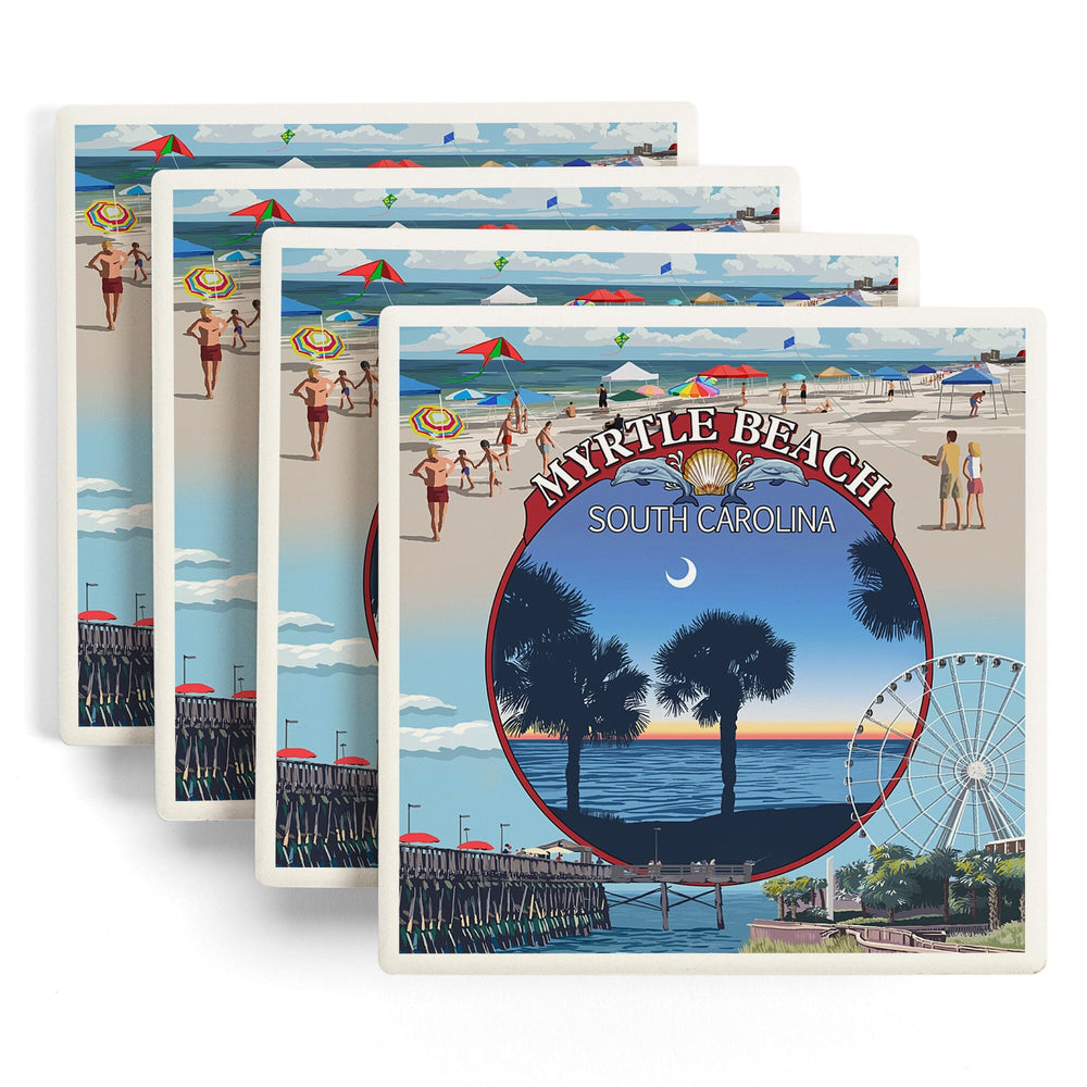 Myrtle Beach, South Carolina, Montage, Coasters Coasters Lantern Press