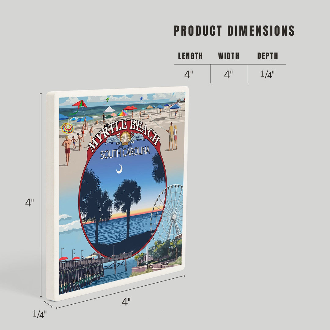 Myrtle Beach, South Carolina, Montage, Coasters Coasters Lantern Press
