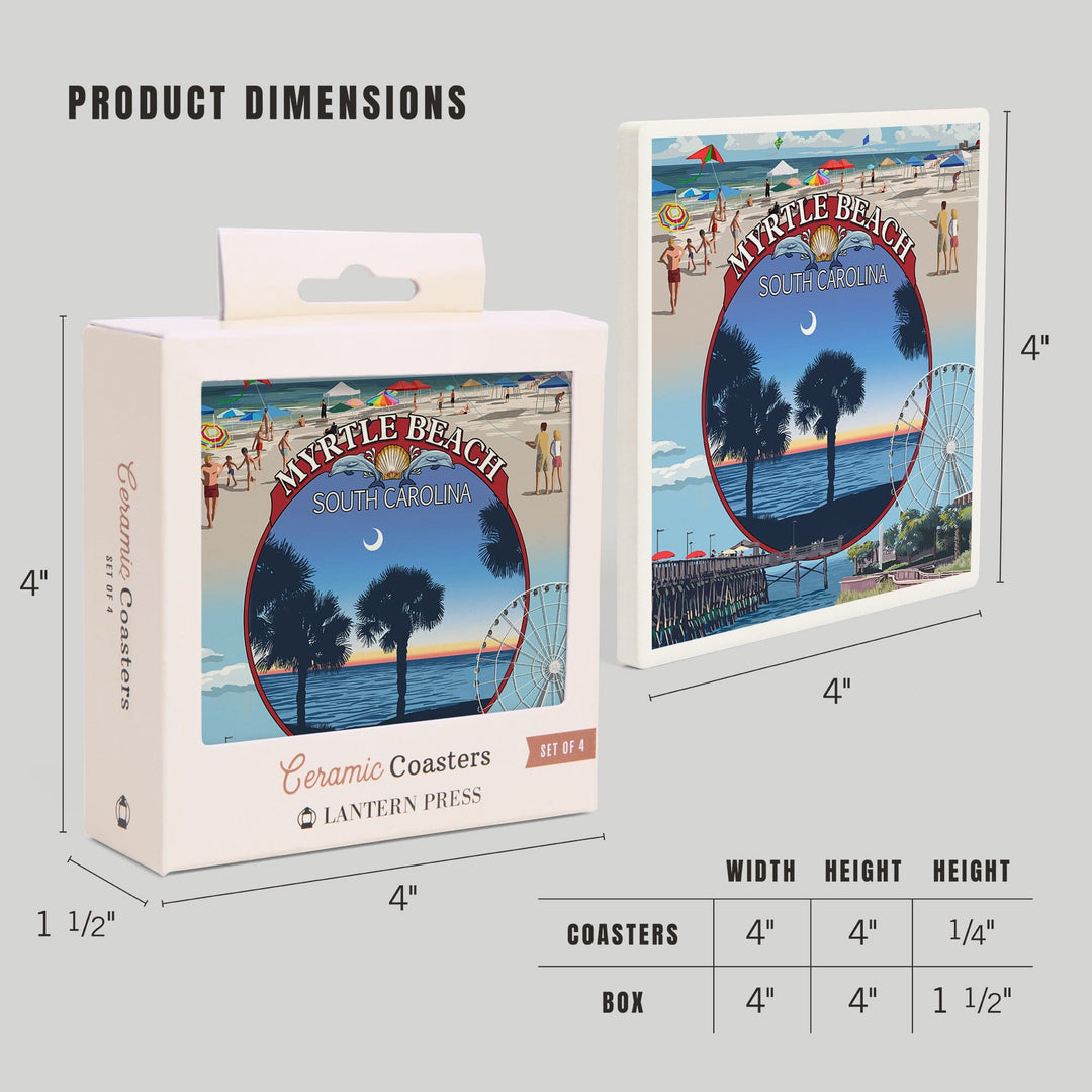 Myrtle Beach, South Carolina, Montage, Coasters Coasters Lantern Press