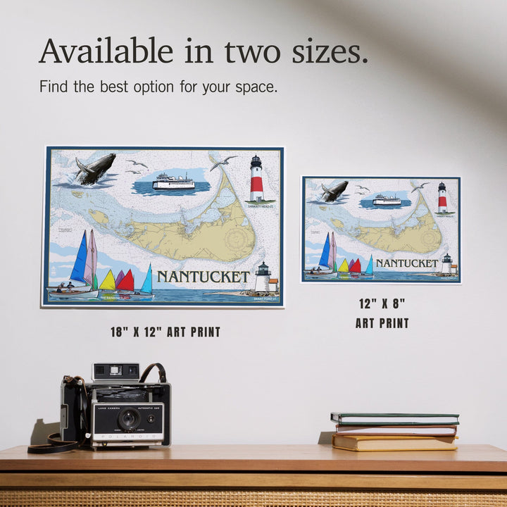 Nantucket, MA Nautical Chart, Art & Giclee Prints Art Lantern Press