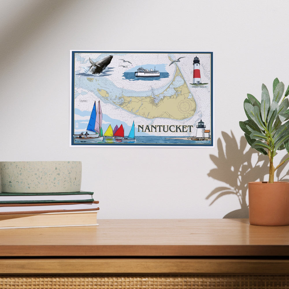 Nantucket, MA Nautical Chart, Art & Giclee Prints Art Lantern Press