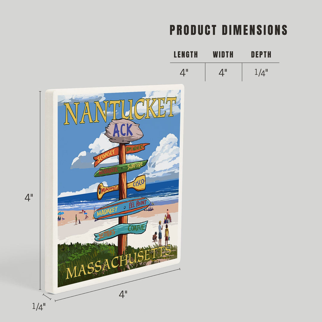 Nantucket, Massachusetts, Destinations Sign, Coasters Coasters Lantern Press