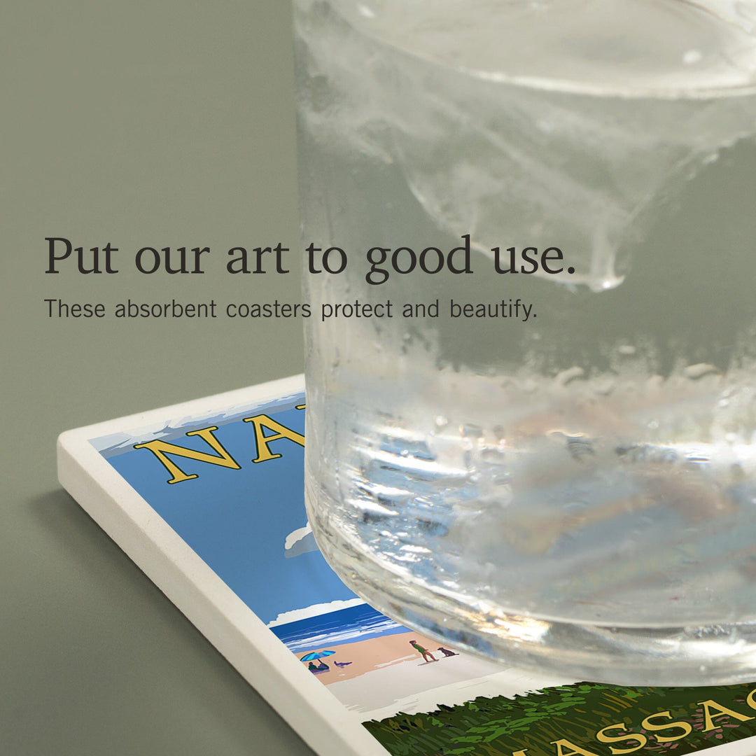 Nantucket, Massachusetts, Destinations Sign, Coasters Coasters Lantern Press