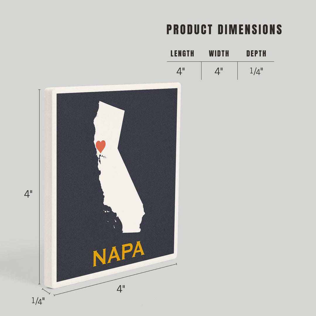 Napa, California, Home State, White on Gray Outline, Coasters Coasters Lantern Press