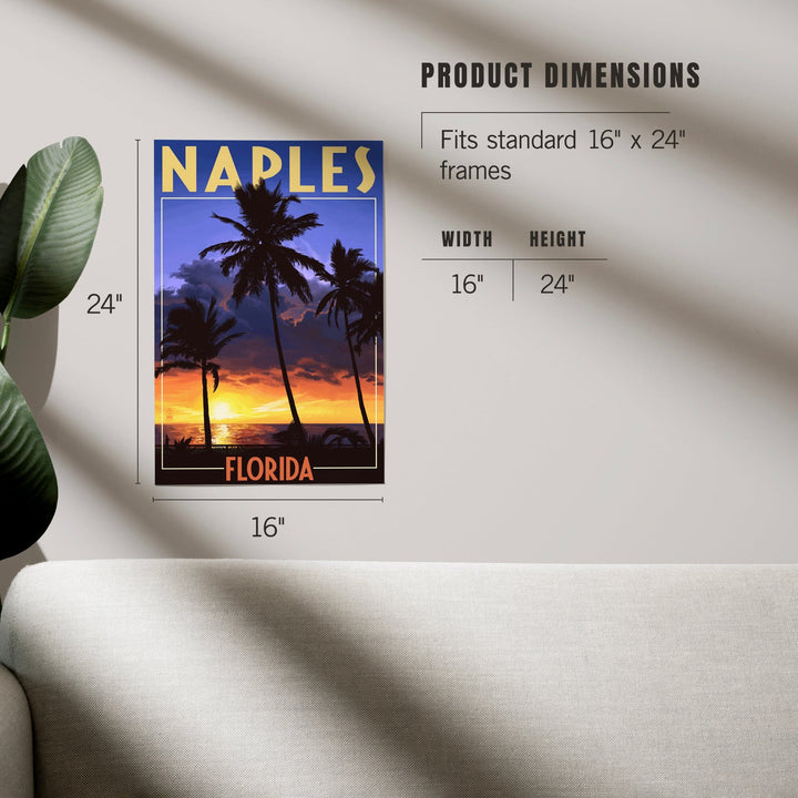 Naples, Florida, Palms and Sunset, Art & Giclee Prints Art Lantern Press