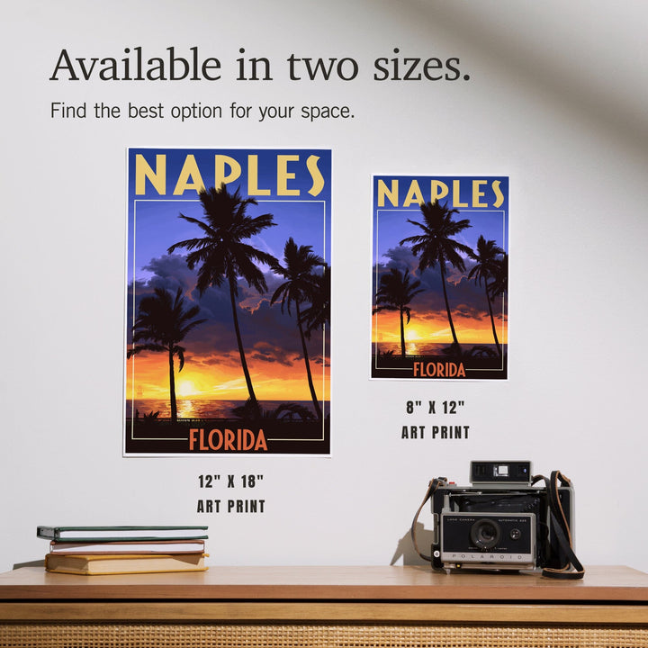 Naples, Florida, Palms and Sunset, Art & Giclee Prints Art Lantern Press