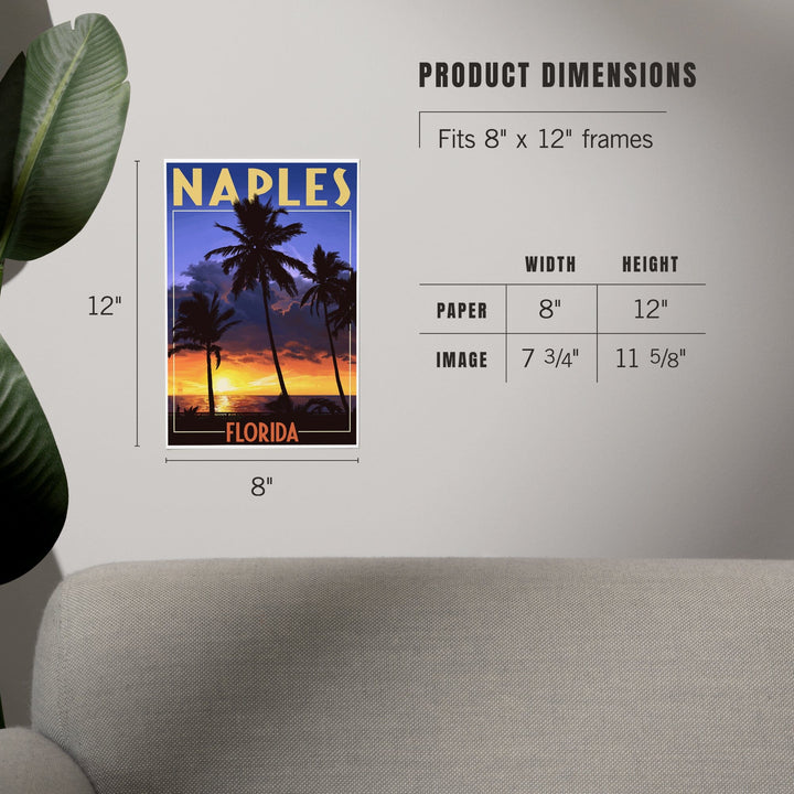 Naples, Florida, Palms and Sunset, Art & Giclee Prints Art Lantern Press