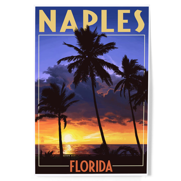 Naples, Florida, Palms and Sunset, Art & Giclee Prints Art Lantern Press